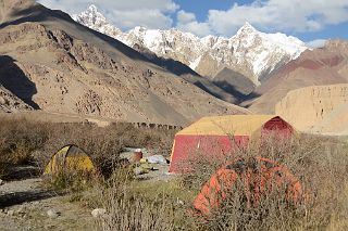 32 Tents At Kerqin Camp 3968m Late Afternoon Looking East To Mountains In The Shaksgam Valley On Trek To K2 North Face In China